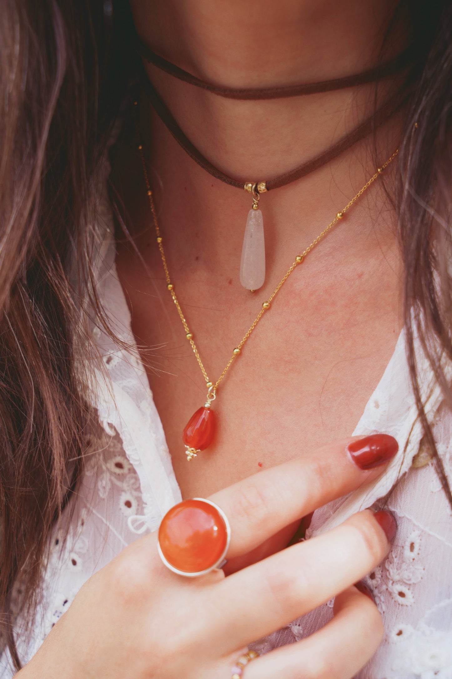 Cornelia pendant necklace-Orange